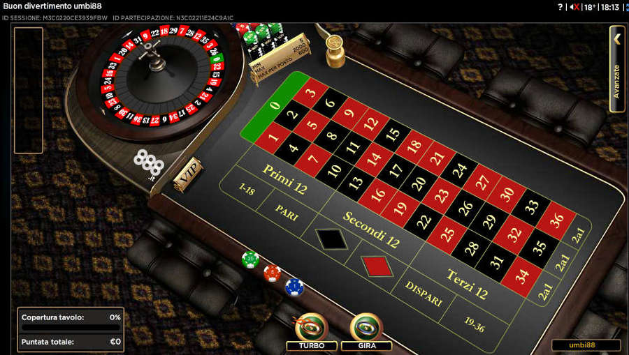 La European Roulette Premium di 888 con le puntate più alte